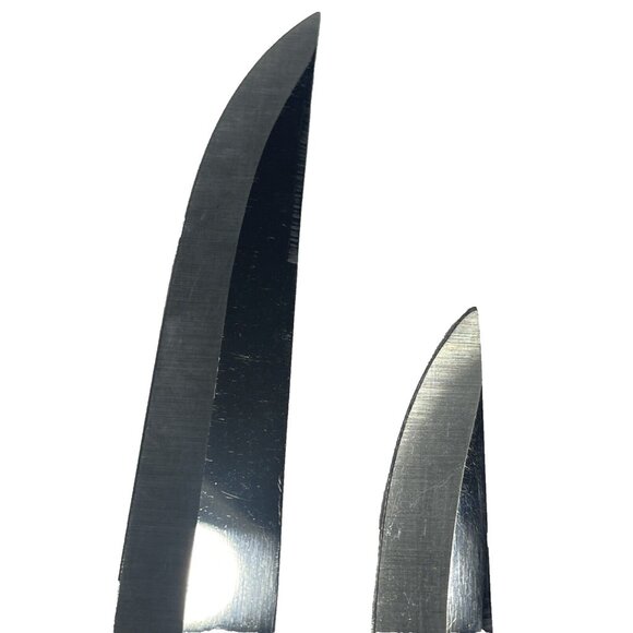 3 Vintage Stainless Steel Carving Meat Fork, 2 Knifes Brown Wooden Handles Japan - Picture 6 of 8